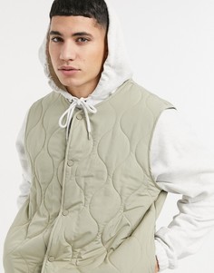 Стеганый жилет цвета хаки ASOS DESIGN-Зеленый цвет