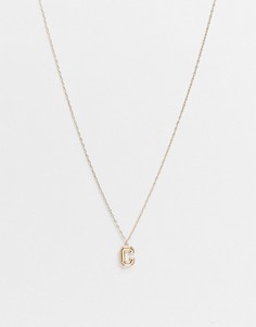 Золотистое тонкое ожерелье 2 мм с подвеской в виде буквы "С" ASOS DESIGN-Золотой