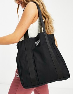 Черная сумка-тоут из парусины с логотипом Reebok-Черный цвет