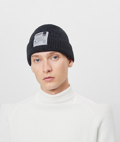 Черная шапка-бини с накладкой Bershka-Черный цвет