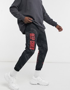 Черные джоггеры с красным принтом Bershka-Черный цвет