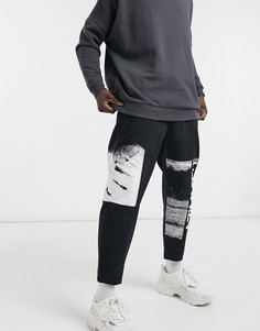 Черные джоггеры с принтом Bershka-Черный цвет