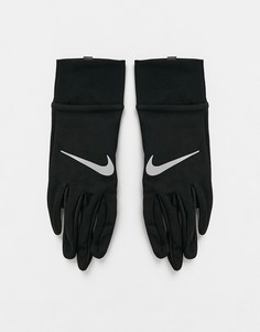Легкие женские перчатки черного цвета для бега из технологичной ткани Nike-Черный цвет