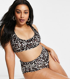 Бархатный бралетт микро со звериным принтом ASOS DESIGN Curve-Многоцветный