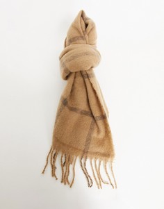 Бежевый шарф-одеяло в клетку ASOS DESIGN-Коричневый цвет