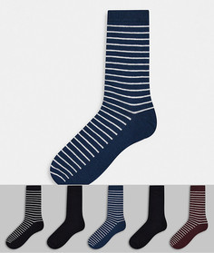 Комплект из пяти пар носков в полоску Jack & Jones-Черный цвет