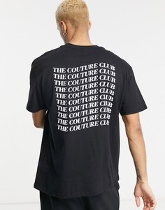 Черная свободная футболка с принтом на спине The Couture Club-Черный цвет