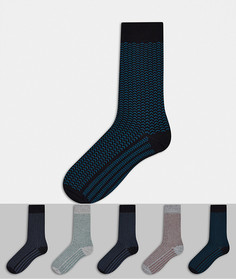 Набор из 5 пар носков разных цветов с принтом Burton Menswear-Многоцветный