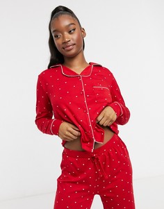 Пижамный комплект красного цвета в горошек на пуговицах New Look-Серый