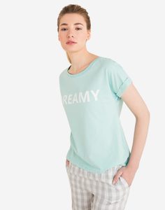 Мятная домашняя футболка Dreamy женская Gloria Jeans