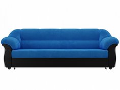 Прямой диван Карнелла Велюр Экокожа Голубой/Черный Bravo