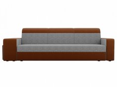 Прямой диван Модена с двумя пуфами Рогожка Серый/Коричневый Bravo