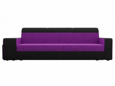 Прямой диван Модена с двумя пуфами Микровельвет Фиолетовый/Черный Bravo