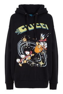 Черное худи с принтом Gucci