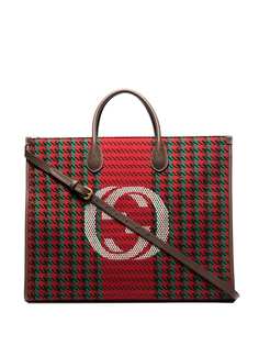 Gucci твидовая сумка-тоут с логотипом Interlocking G