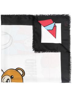 Moschino платок с принтом Teddy Bear и бахромой