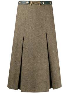 Céline Pre-Owned юбка pre-owned с поясом и складками