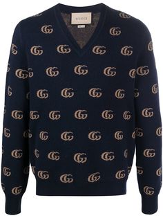 Gucci джемпер с V-образным вырезом и логотипом Double G