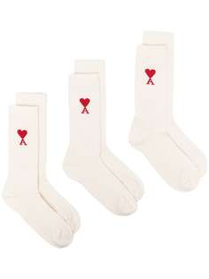 AMI Paris набор из трех пар носков с логотипом