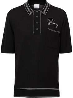 Burberry трикотажная рубашка поло с вышитым логотипом