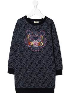 Kenzo Kids трикотажное платье с принтом Tiger