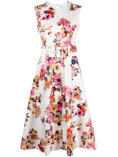 MSGM платье миди с цветочным принтом