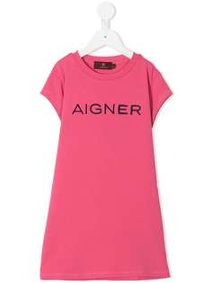 Aigner Kids платье-футболка с вышитым логотипом