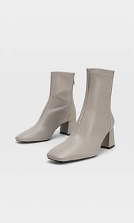 Stradivarius Ботильоны На Среднем Каблуке С Эластичным Голенищем Женская Коллекция Серый 40