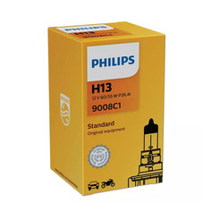Лампа автомобильная галогенная Philips 9008C1, H13, 12В, 60Вт, 1шт