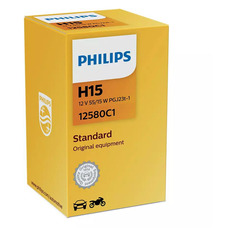 Лампа автомобильная галогенная Philips 12580C1, H15, 12В, 15Вт, 1шт