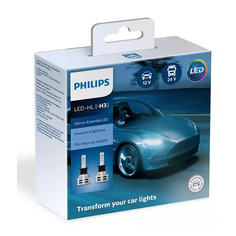 Лампа автомобильная светодиодная Philips 11336UE2X2, H3, 12/24В, 19Вт, 6500К, 2шт