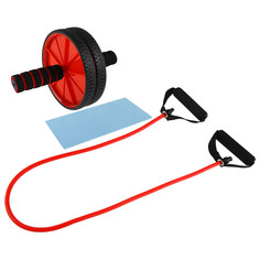 Набор для фитнеса (ролик для пресса+эспандер), цвет красный Onlitop