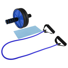 Набор для фитнеса (ролик для пресса+эспандер), цвет синий Onlitop