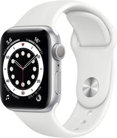 Умные часы Apple Watch Series 6, 40 мм, корпус из алюминия серебристого цвета, спортивный ремешок