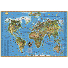 Настенная карта Мира для детей Ди Эм Би ламинированная