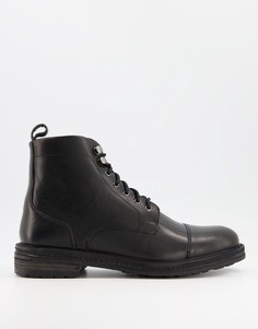 Черные кожаные ботинки с отделкой на мыске Walk London Wolf-Черный цвет