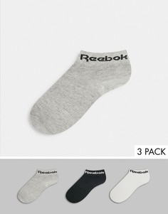 Набор из трех пар белых, черных и серых носков до щиколотки Reebok Training-Многоцветный