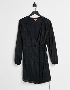 Платье с запахом в блестящую клетку Urban Threads-Черный цвет