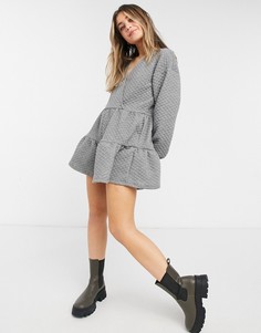Серый свободный стеганый ромпер ASOS DESIGN
