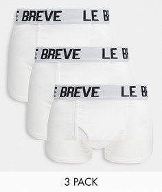 Набор из 3 боксеров-брифов белого цвета Le Breve-Белый