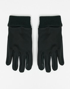 Черные перчатки для сенсорных гаджетов со вставками из искусственной кожи ASOS DESIGN-Черный цвет