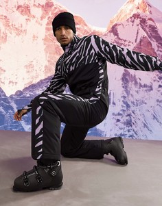Горнолыжный костюм с вставкой с зебровым принтом ASOS 4505-Черный цвет