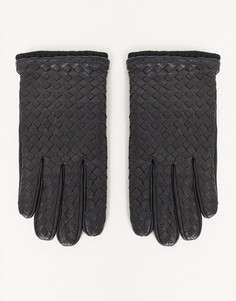 Черные кожаные перчатки для вождения с фактурной отделкой ASOS DESIGN-Черный цвет