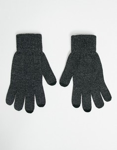 Темно-серые перчатки со вставками для работы сенсорным экраном ASOS DESIGN-Серый