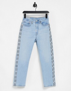 Светло-голубые укороченные джинсы Levis 501-Голубой