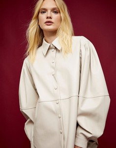 Кремовая рубашка с декоративными швами Topshop IDOL-Белый