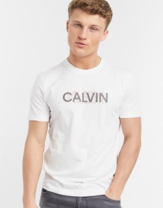 Белая футболка с логотипом из сетки Calvin Klein-Белый