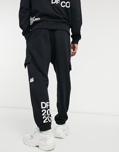 Черные oversized-джоггеры с различными принтами от комплекта ASOS Dark Future-Черный цвет