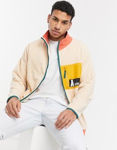 Светло-бежевая куртка на молнии с контрастными нейлоновыми карманами ASOS Actual-Бежевый