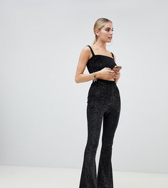 Комбинируемые черные блестящие брюки клеш Fashionkilla-Черный
